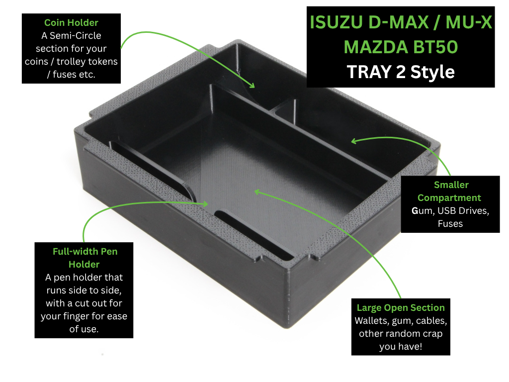 Isuzu D-Max and MU-X Console Organiser – MY21-Current Storage Solution (MY21+ Facelifted MY24 - Current