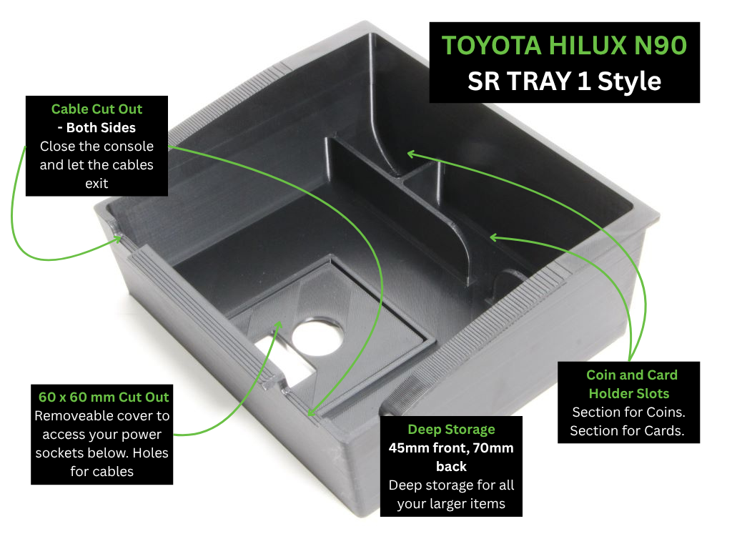 Toyota Hilux N90 SR, Workmate and SR5 (Manual) Console Organiser – MY26+ Storage Solution (MY26 - Late 2025+/2026+)