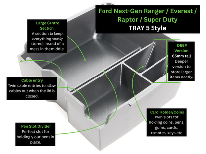 Centre Console Organiser Ford Next-Gen (Fits Ranger, Super Duty(Aus), Everest, Raptor, Ranger Lariat (2022+ 3rd Gen RA)