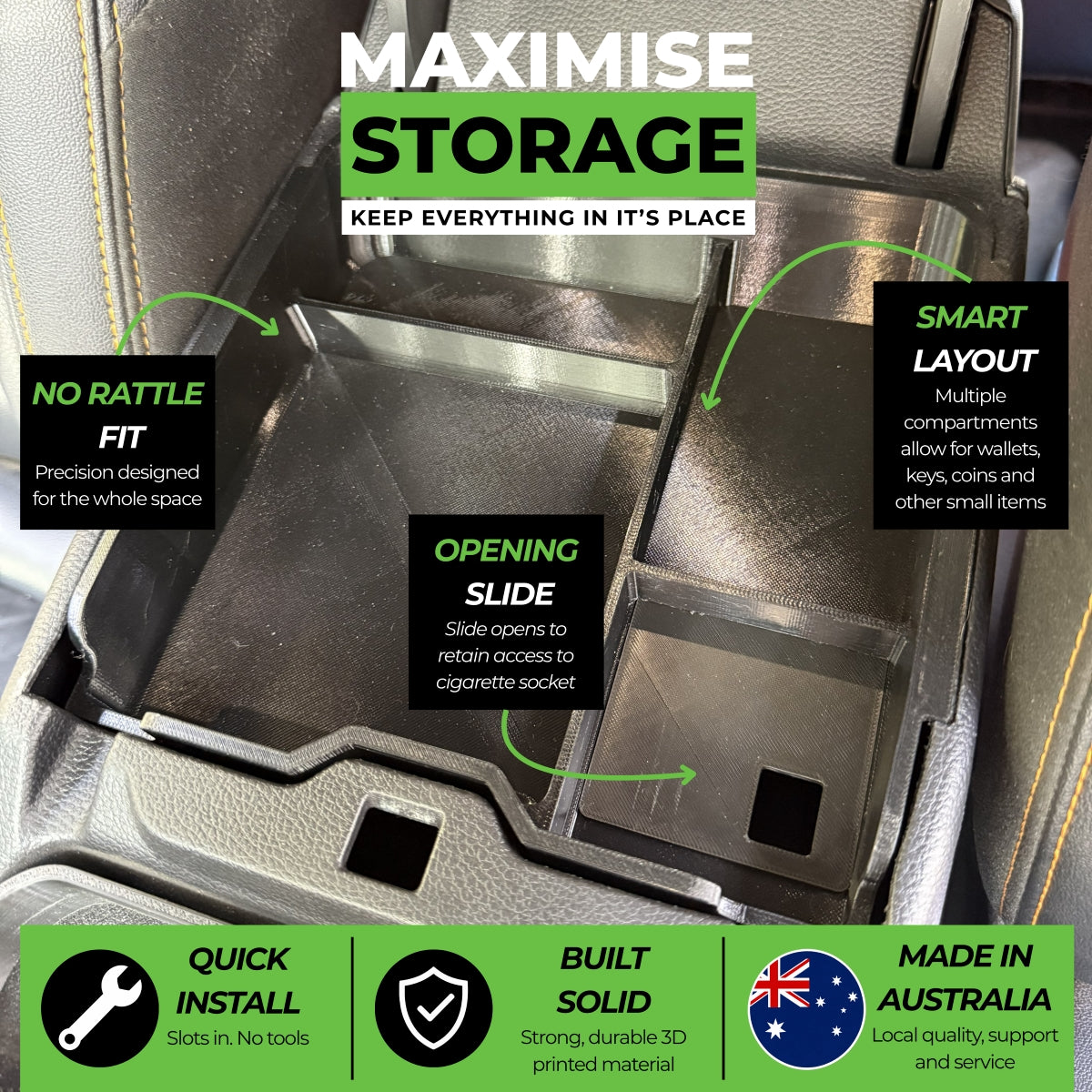 Centre Console Organiser Ford Next-Gen (Fits Ranger, Super Duty(Aus), Everest, Raptor, Ranger Lariat (2022+ 3rd Gen RA)
