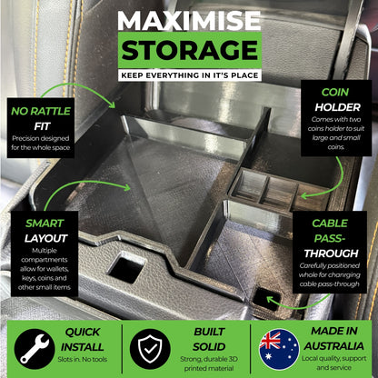 Centre Console Organiser Ford Next-Gen (Fits Ranger, Super Duty(Aus), Everest, Raptor, Ranger Lariat (2022+ 3rd Gen RA)