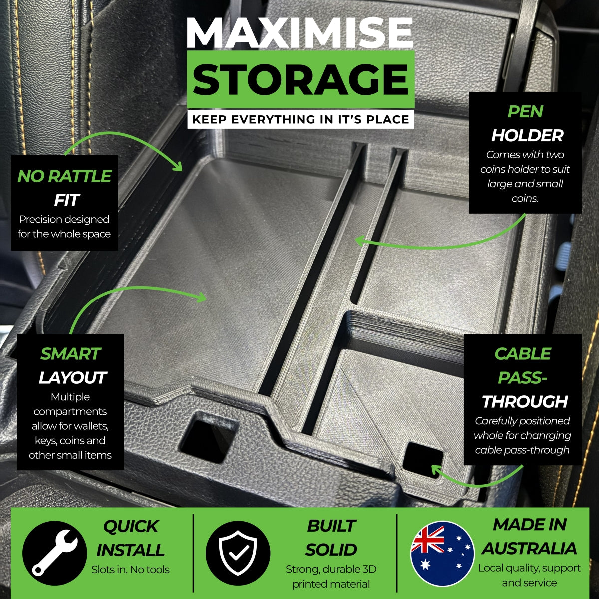 Centre Console Organiser Ford Next-Gen (Fits Ranger, Super Duty(Aus), Everest, Raptor, Ranger Lariat (2022+ 3rd Gen RA)